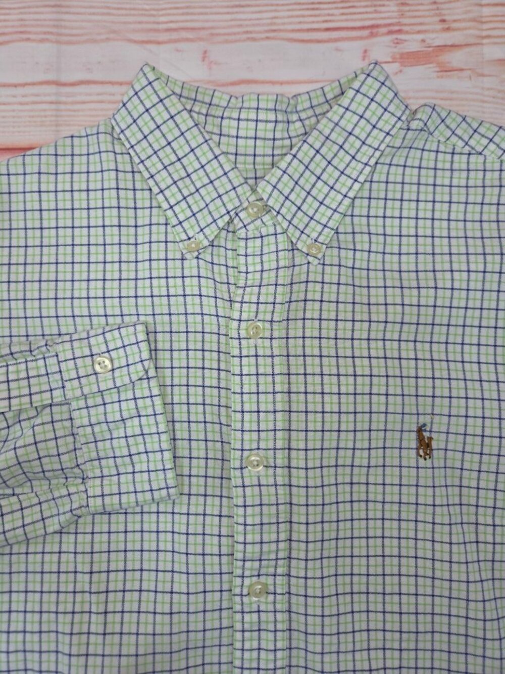 Ralph Lauren Slim Fit Green Plaid Button-Down Shirt Size XL